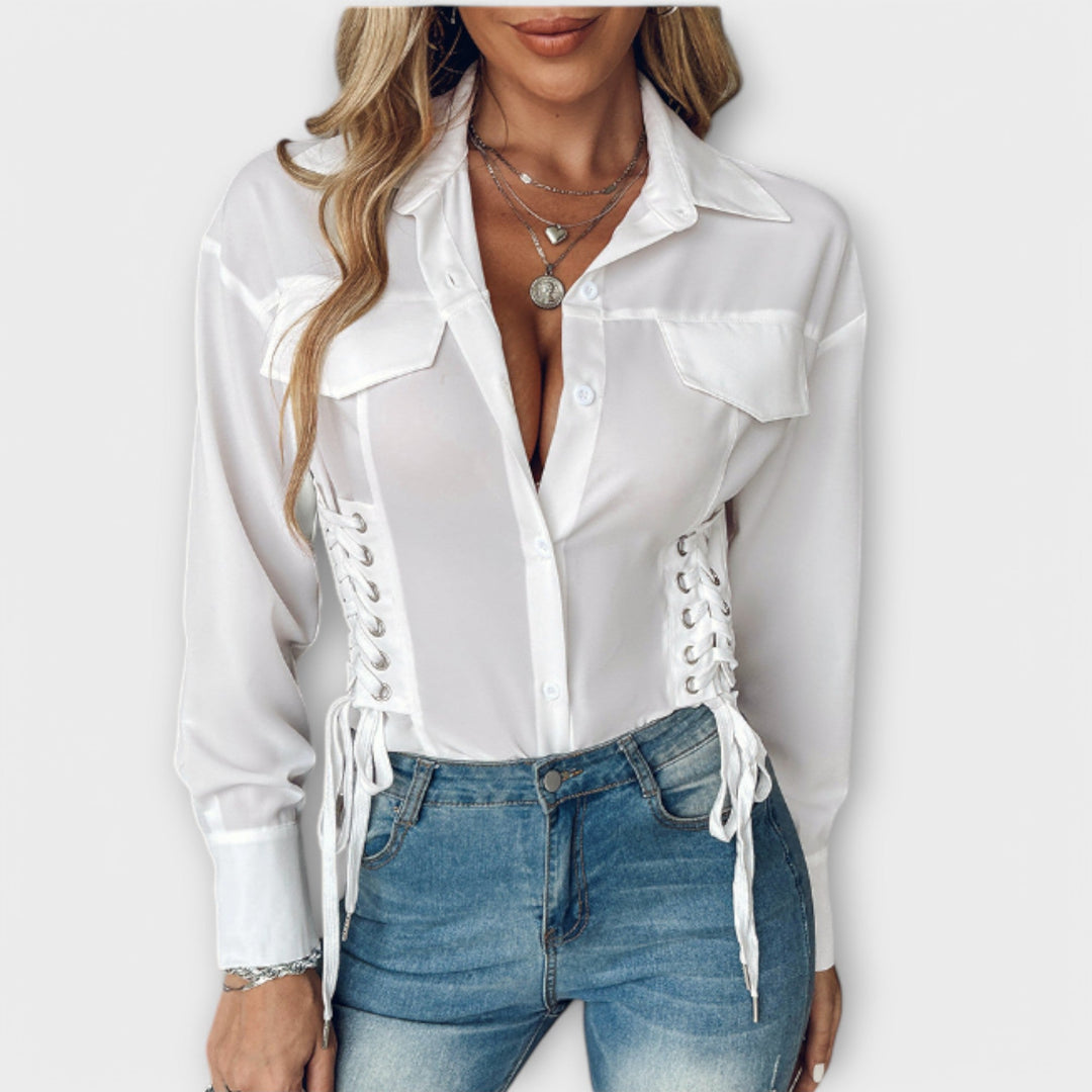 Kristina | Side-Tie Button-Up Blouse