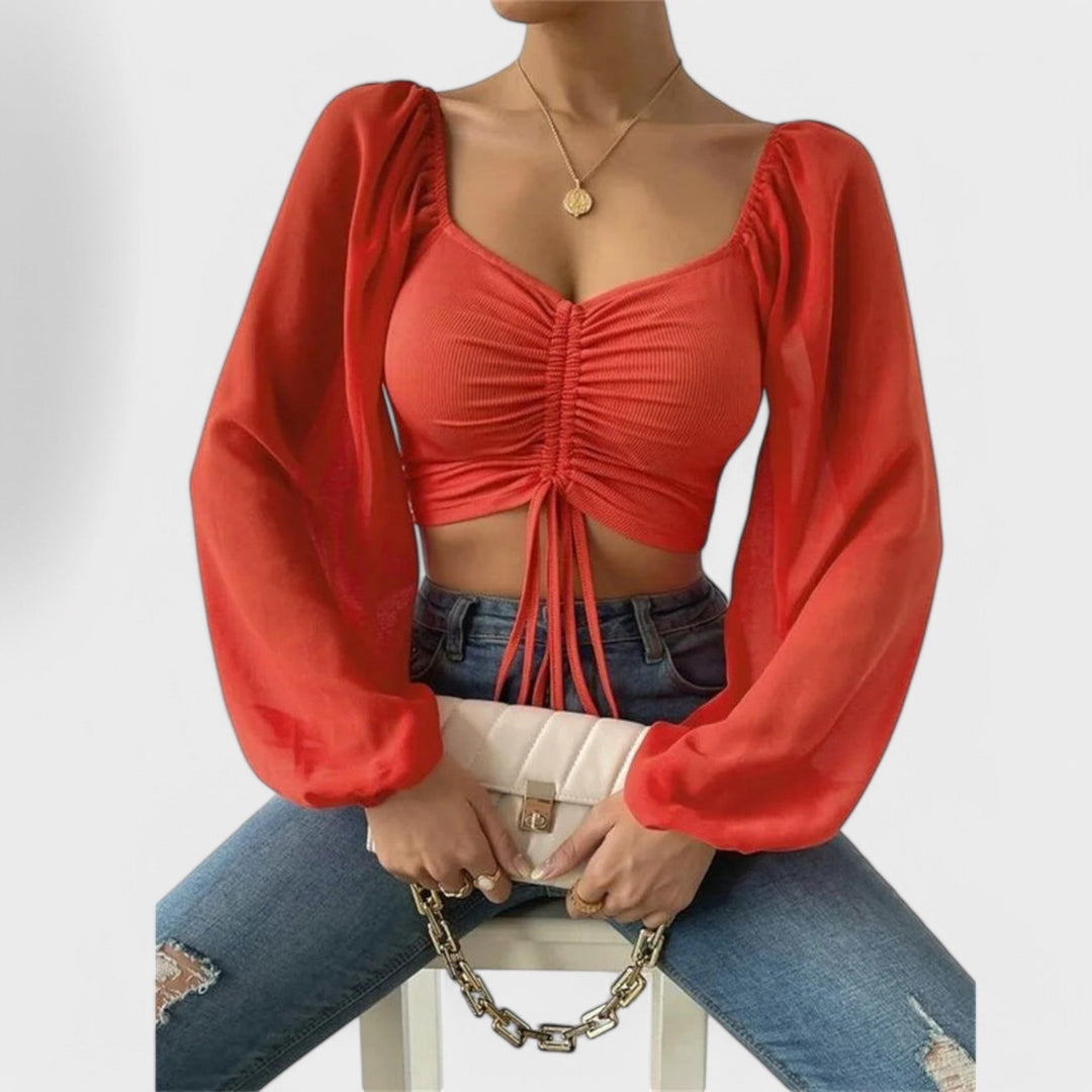 Magdalene | Square-Neck Ruched Blouse