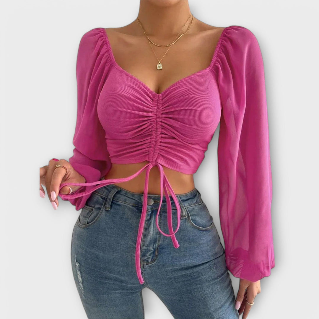 Magdalene | Square-Neck Ruched Blouse
