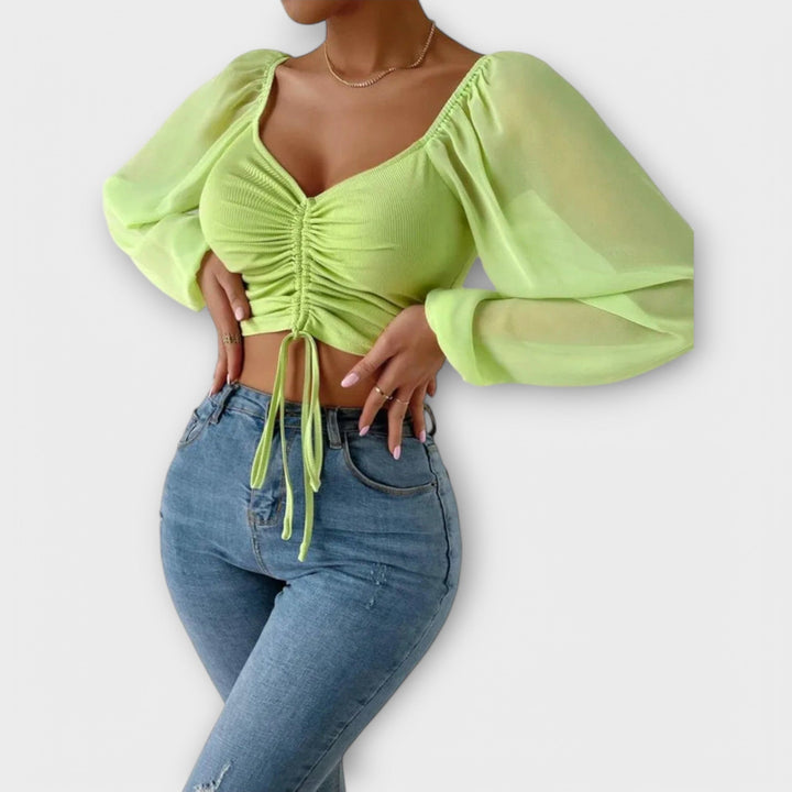 Magdalene | Square-Neck Ruched Blouse