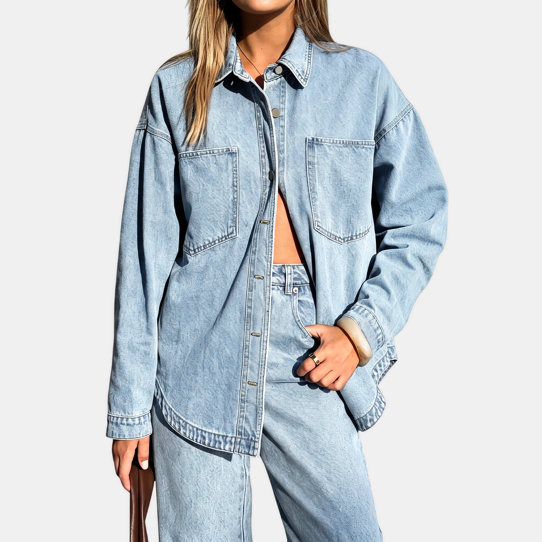 Carla | Giacca Oversize in Denim Slavato