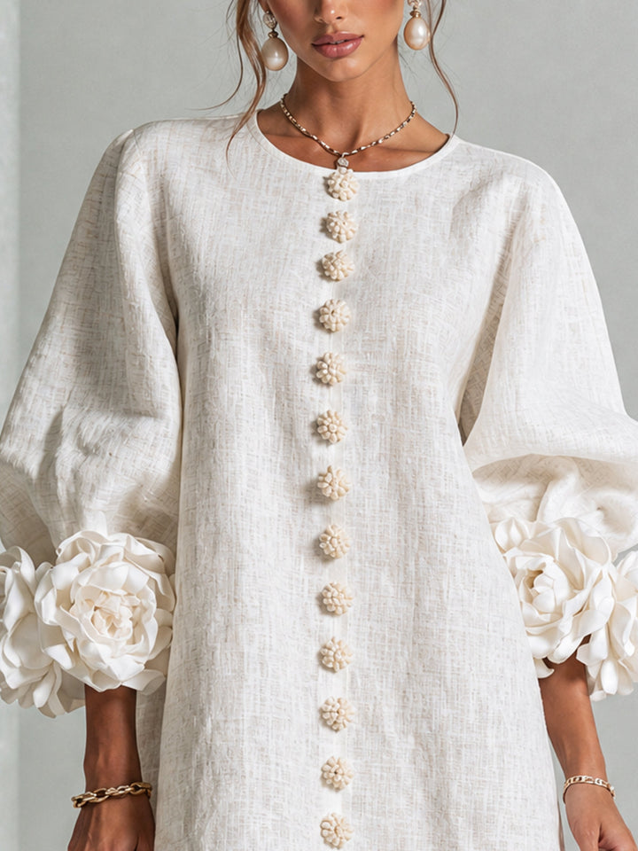 Patrizia | Minivestito a Fiori con Bottoni