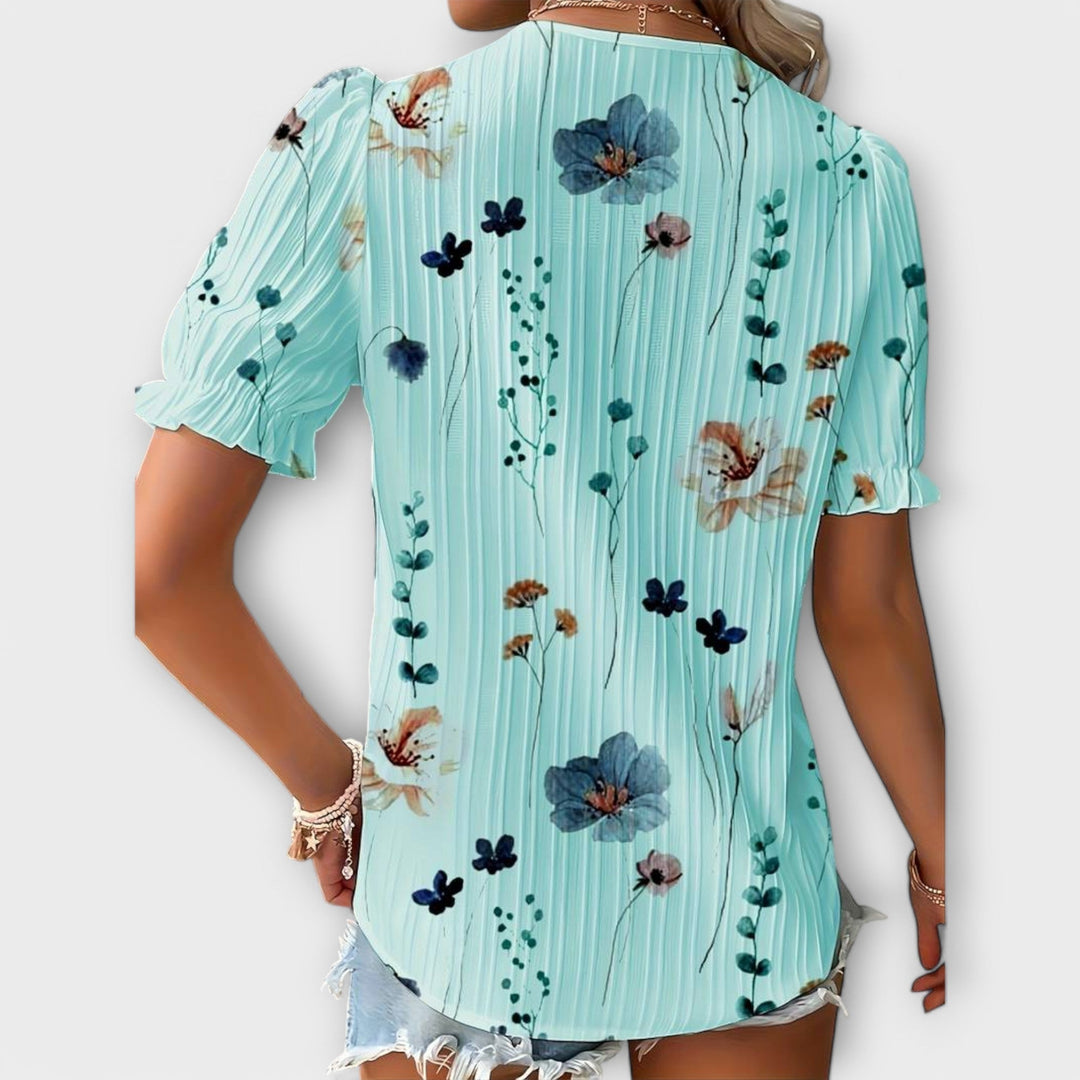 Hermina | Floral Lace-Trim Blouse