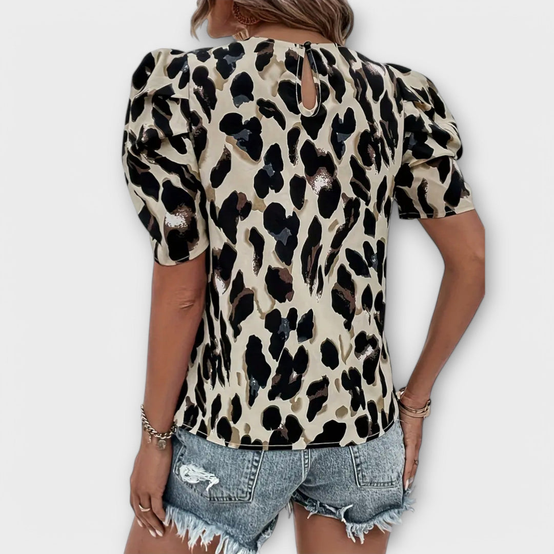 Jasna | Leopard Print Puff-Sleeve Blouse