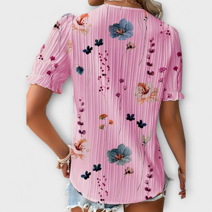 Hermina | Floral Lace-Trim Blouse