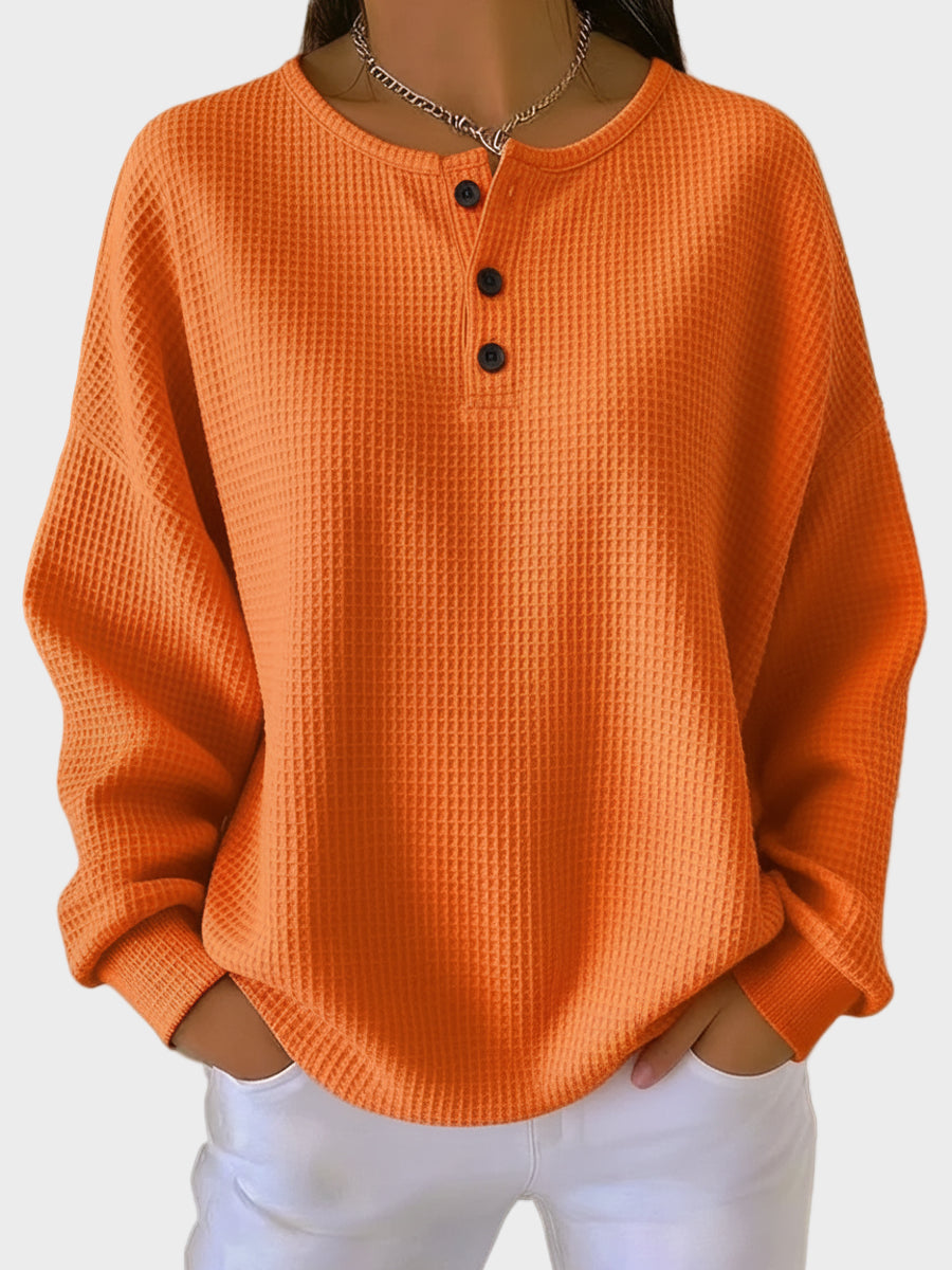 Anne | Waffle-Knit Henley Top