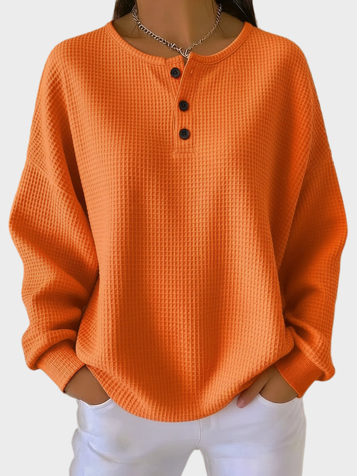 Anne | Waffle-Knit Henley Top