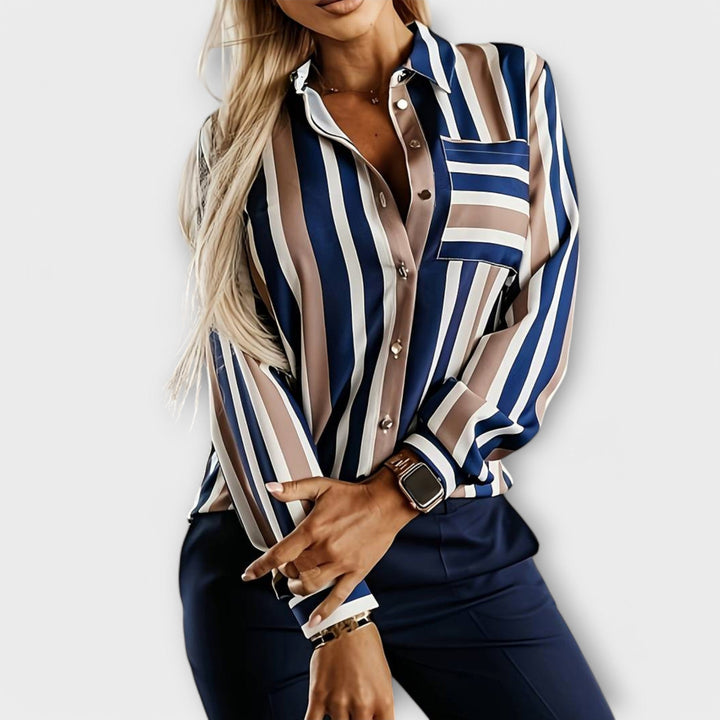 Hela | Mixed-Stripe Button-Up Shirt