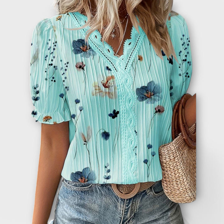 Hermina | Floral Lace-Trim Blouse