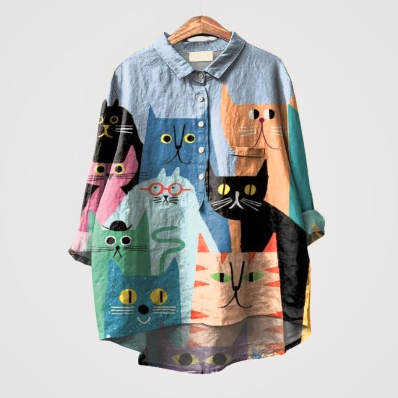 Pippa | Blue Dog-Print Shirt