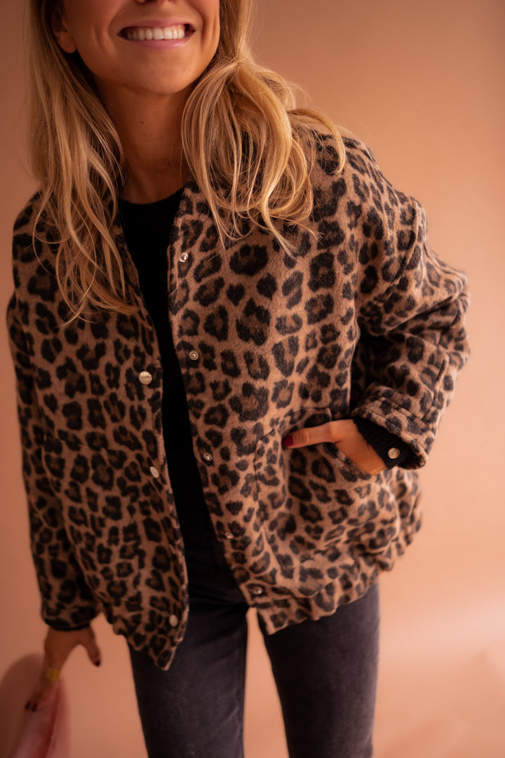 Donatella | Leopard-Print Bomber Jacket