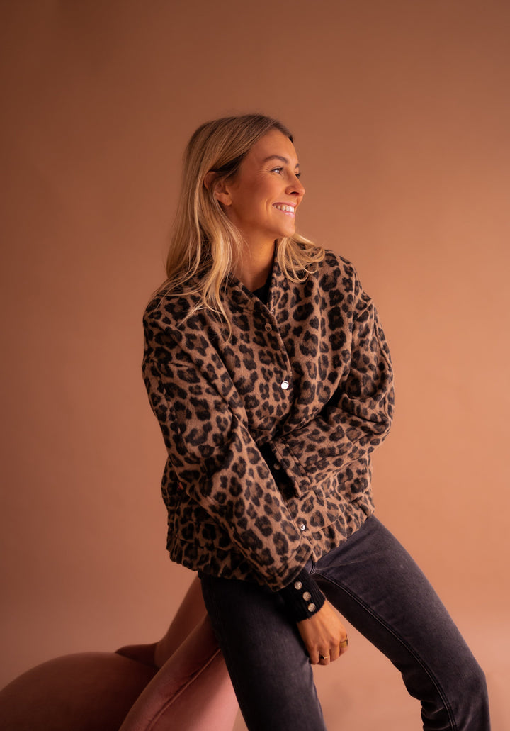 Donatella | Leopard-Print Bomber Jacket