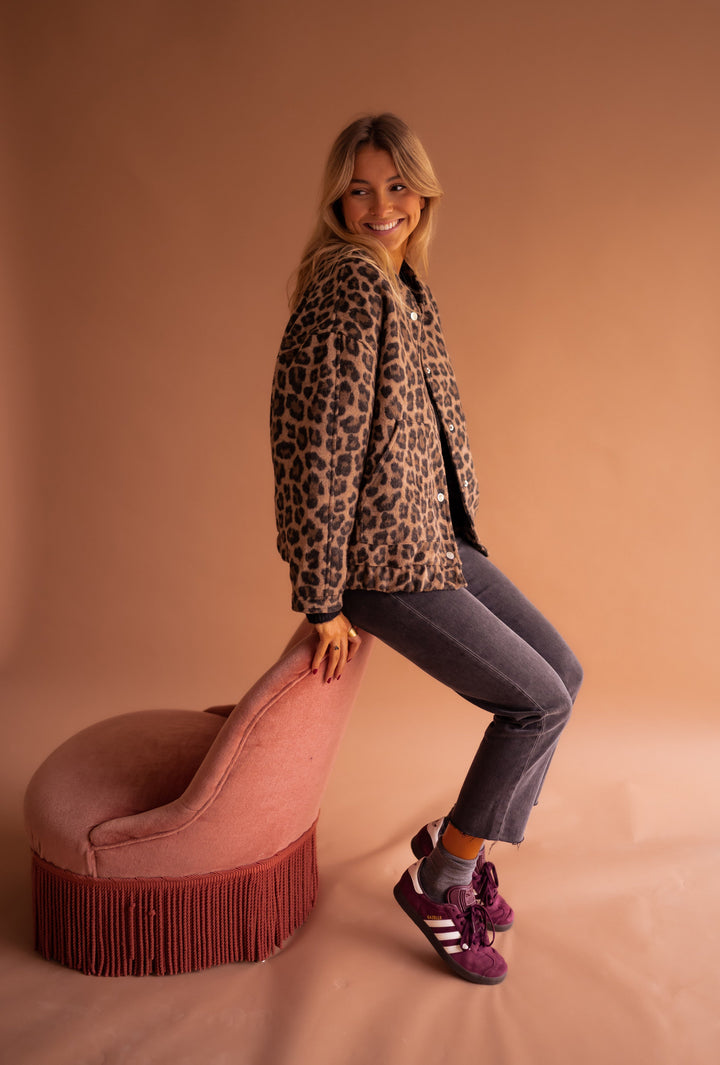 Donatella | Leopard-Print Bomber Jacket
