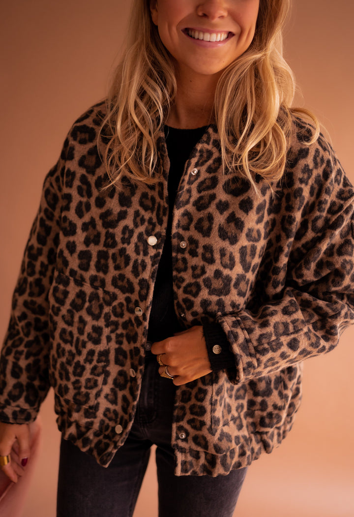 Donatella | Leopard-Print Bomber Jacket