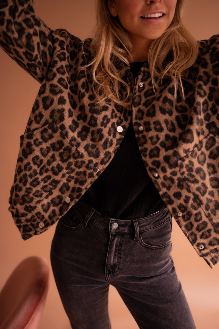 Donatella | Leopard-Print Bomber Jacket