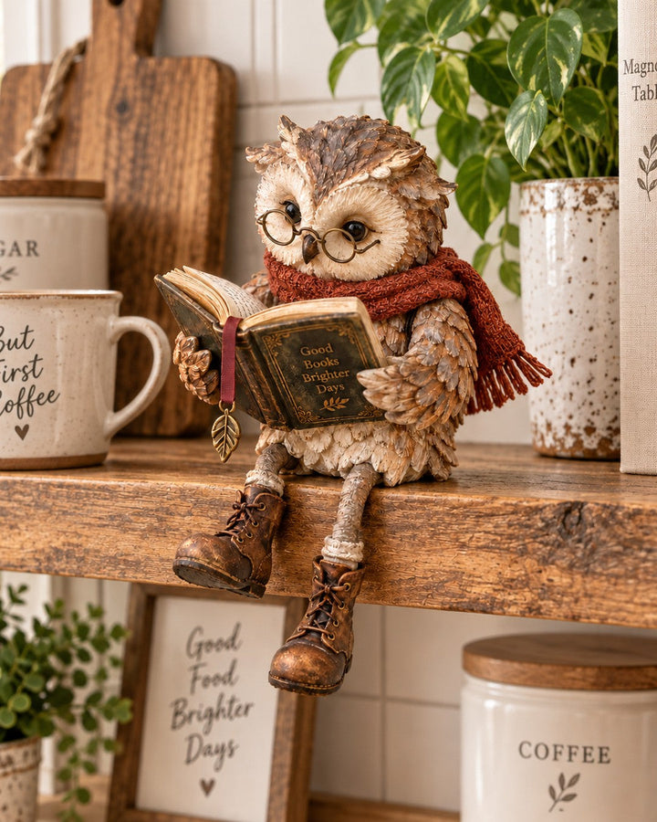 Reading Owl – Book Lover's Shelf Sitter