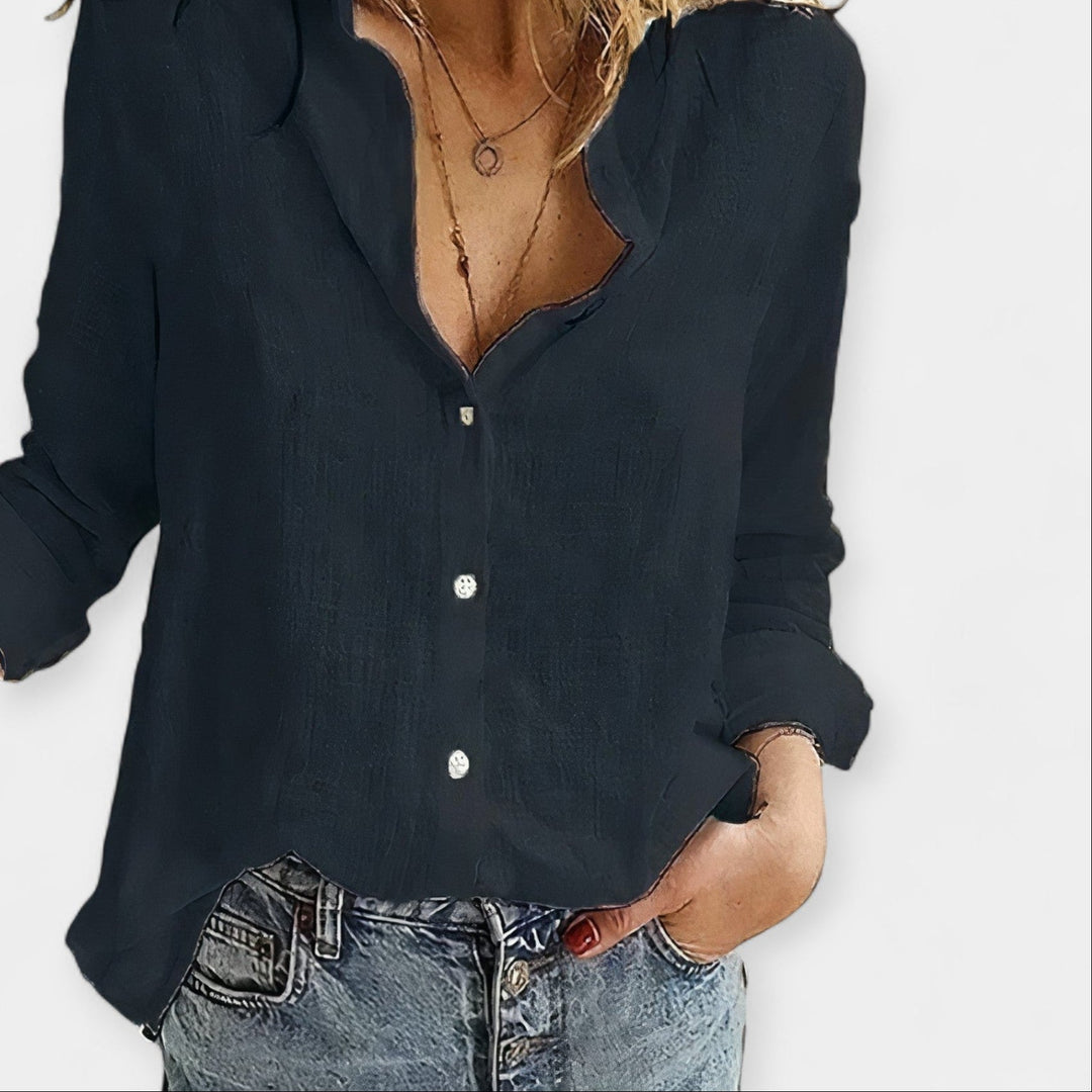 Neda | Embroidered V-Neck Shirt