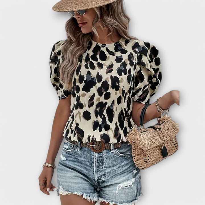 Jasna | Leopard Print Puff-Sleeve Blouse