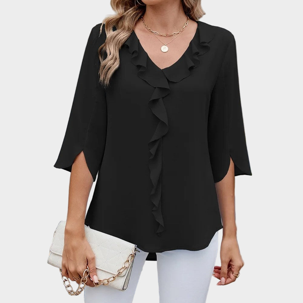 Monika | Ruffle-Neck Relaxed Blouse