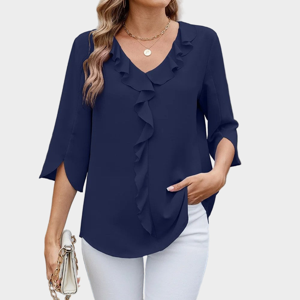 Monika | Ruffle-Neck Relaxed Blouse