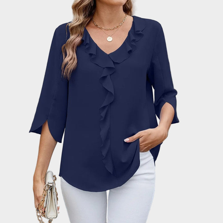 Monika | Ruffle-Neck Relaxed Blouse