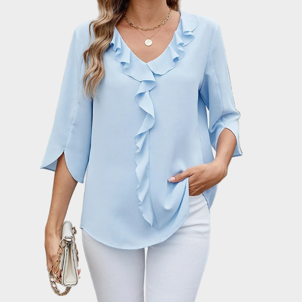 Monika | Ruffle-Neck Relaxed Blouse