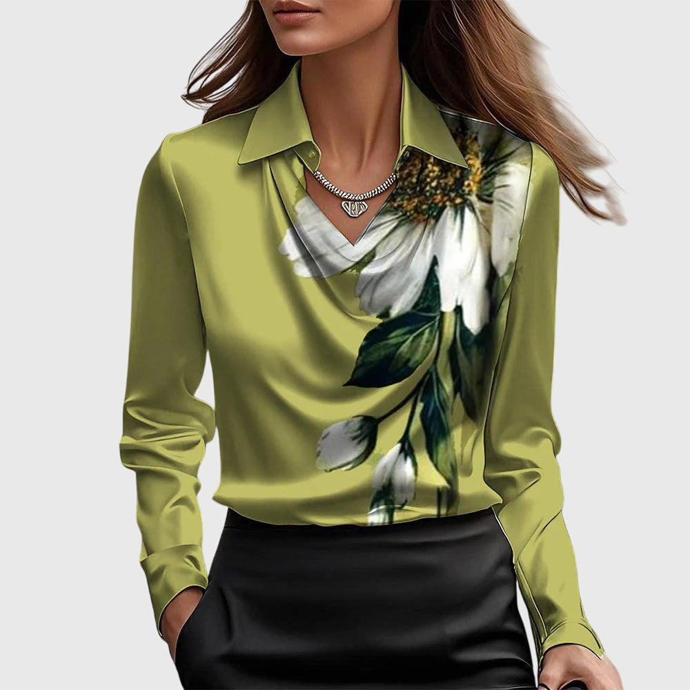 Ariana | Satin-Finish Ruched Blouse