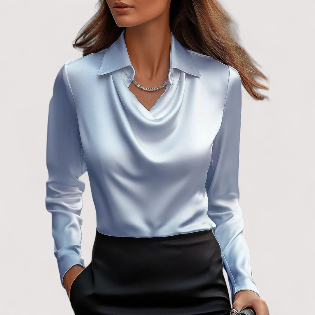Charlotte | Satin-Finish Ruched Blouse