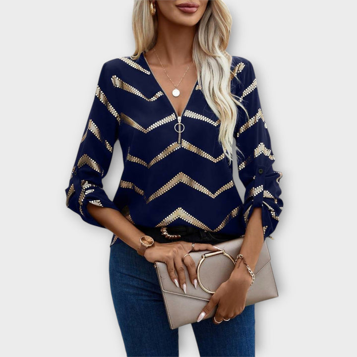 Dahlia | Elegant Half-Zip Blouse