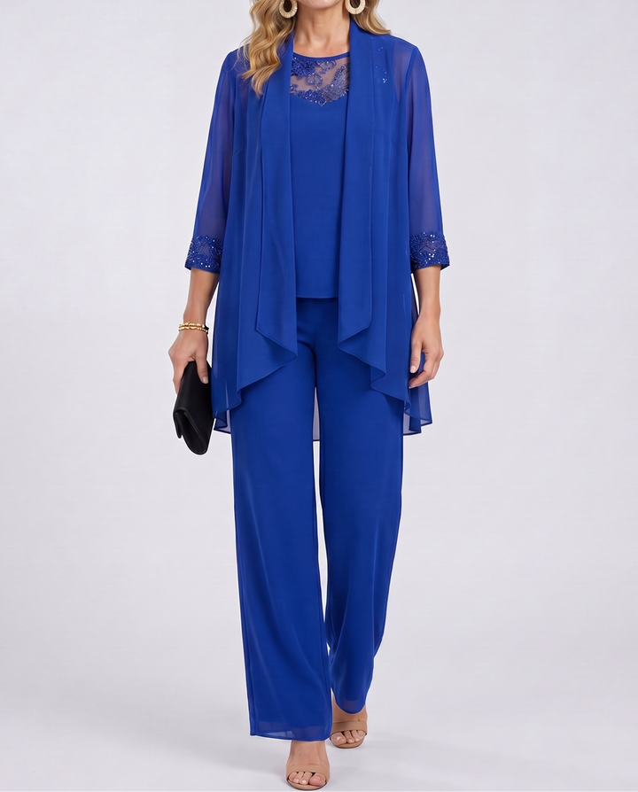 Simonetta | Completo con Giacca Fluente e Pantaloni a Palazzo