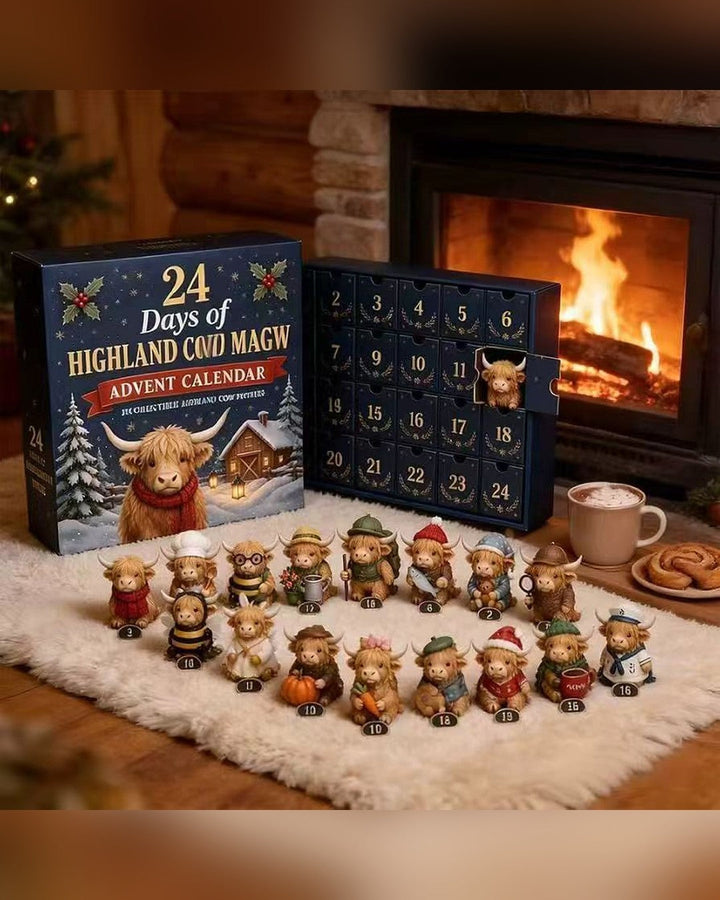 Highland Cow Advent Calendar – 24 Collectible Mini Figures
