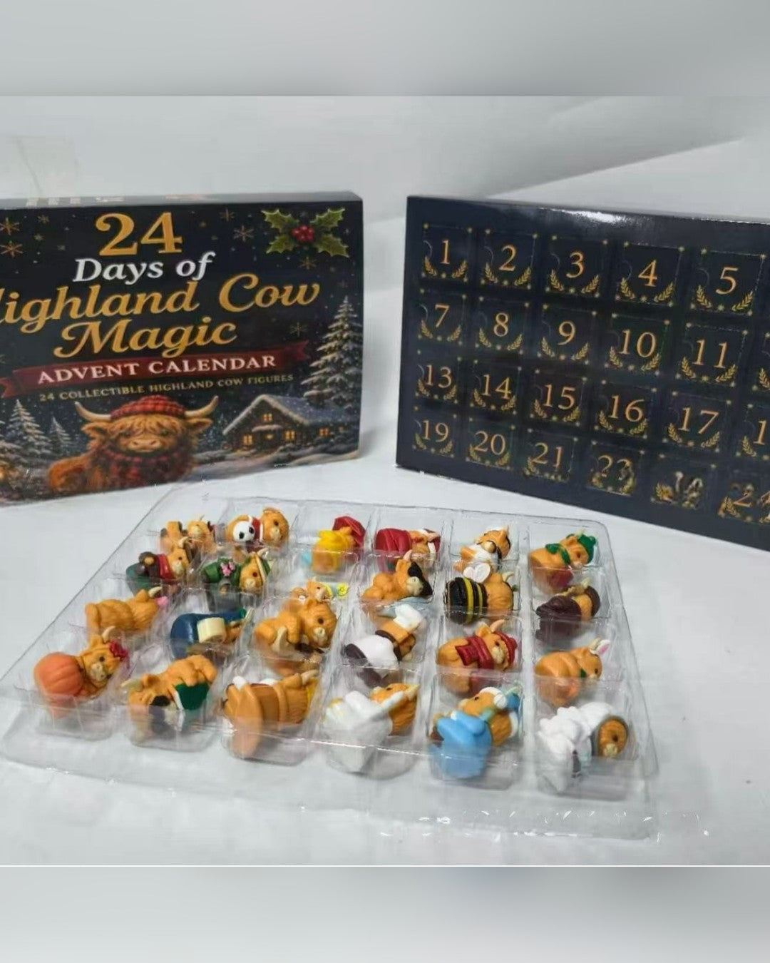 Highland Cow Advent Calendar – 24 Collectible Mini Figures