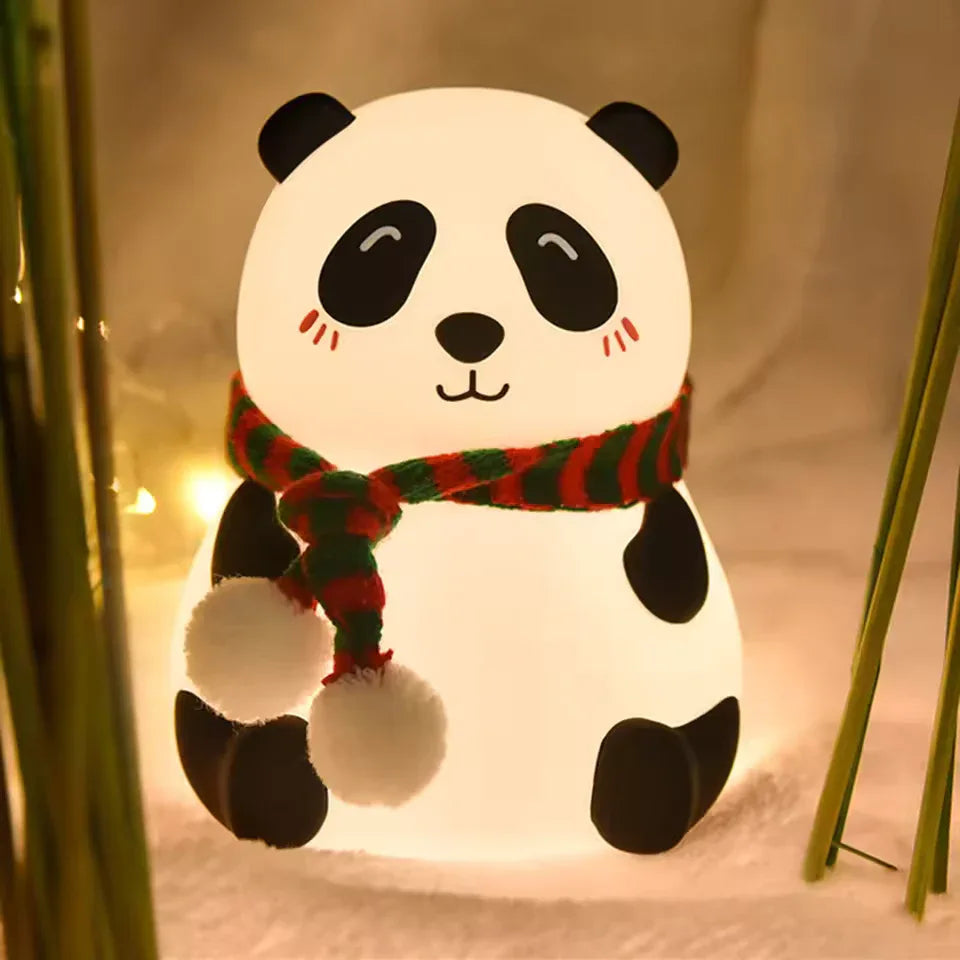 Cute Silicone Panda Lamp With Muffler - Night Light Lamp