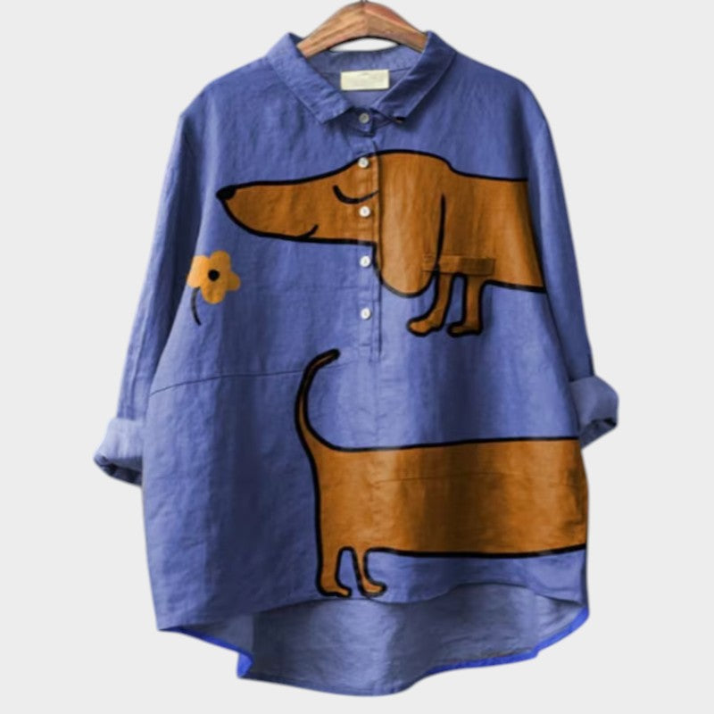 Pippa | Blue Dog-Print Shirt