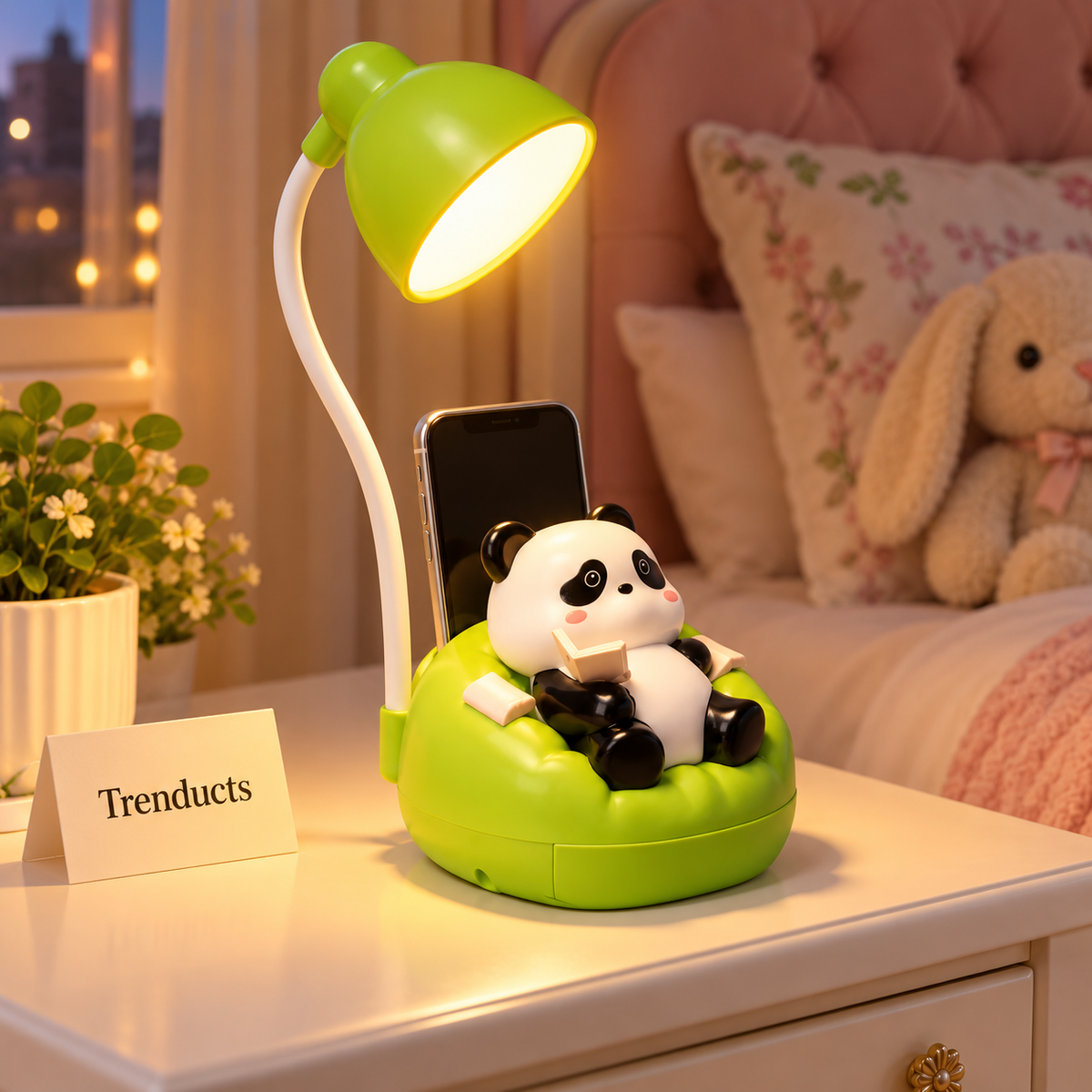 Panda Night Light - Rechargeable Lamp with Phone Holder