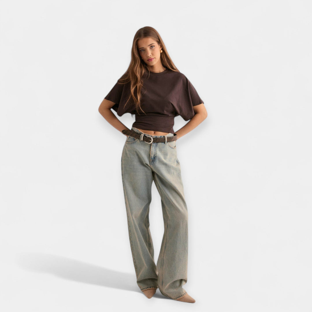 Stana | Wide-Sleeve Waist-Detail Top