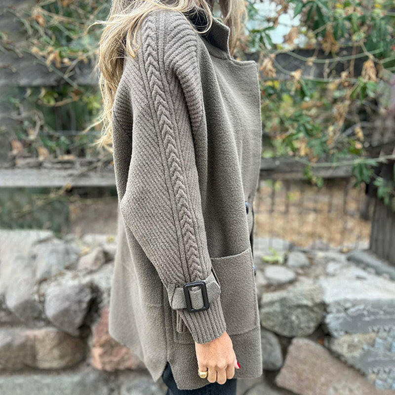 Rosanna | Cappotto Doppiopetto con Maniche in Maglia