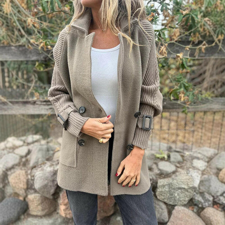 Rosanna | Cappotto Doppiopetto con Maniche in Maglia