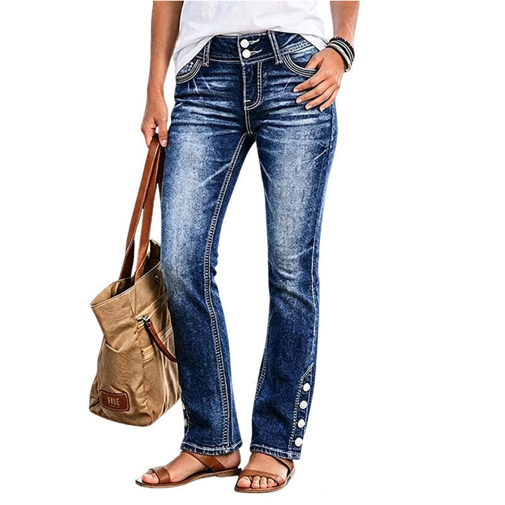 Teresa | Jeans Elasticizzati con Dettagli Bottoni