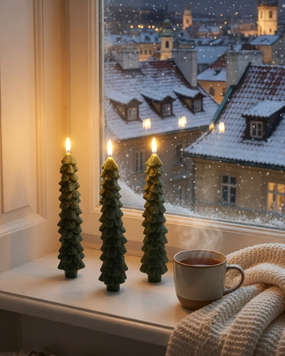 Christmas Tree LED Candles – Set of 3 with Remote