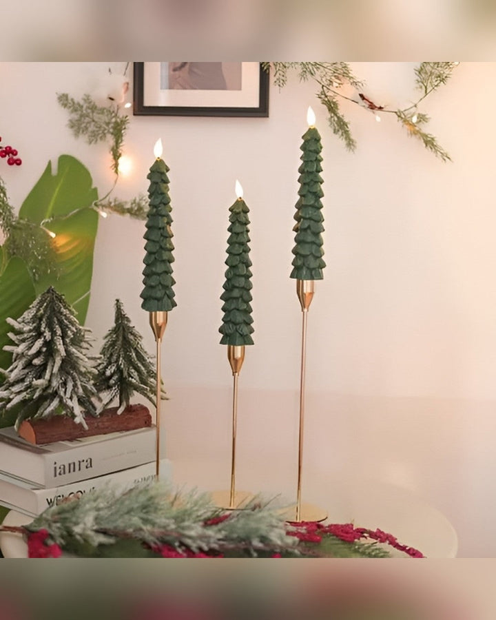 Christmas Tree LED Candles – Set of 3 with Remote