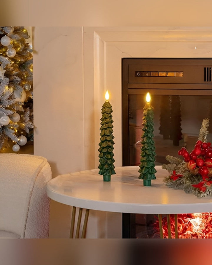 Christmas Tree LED Candles – Set of 3 with Remote