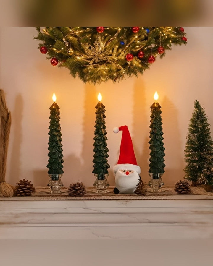 Christmas Tree LED Candles – Set of 3 with Remote