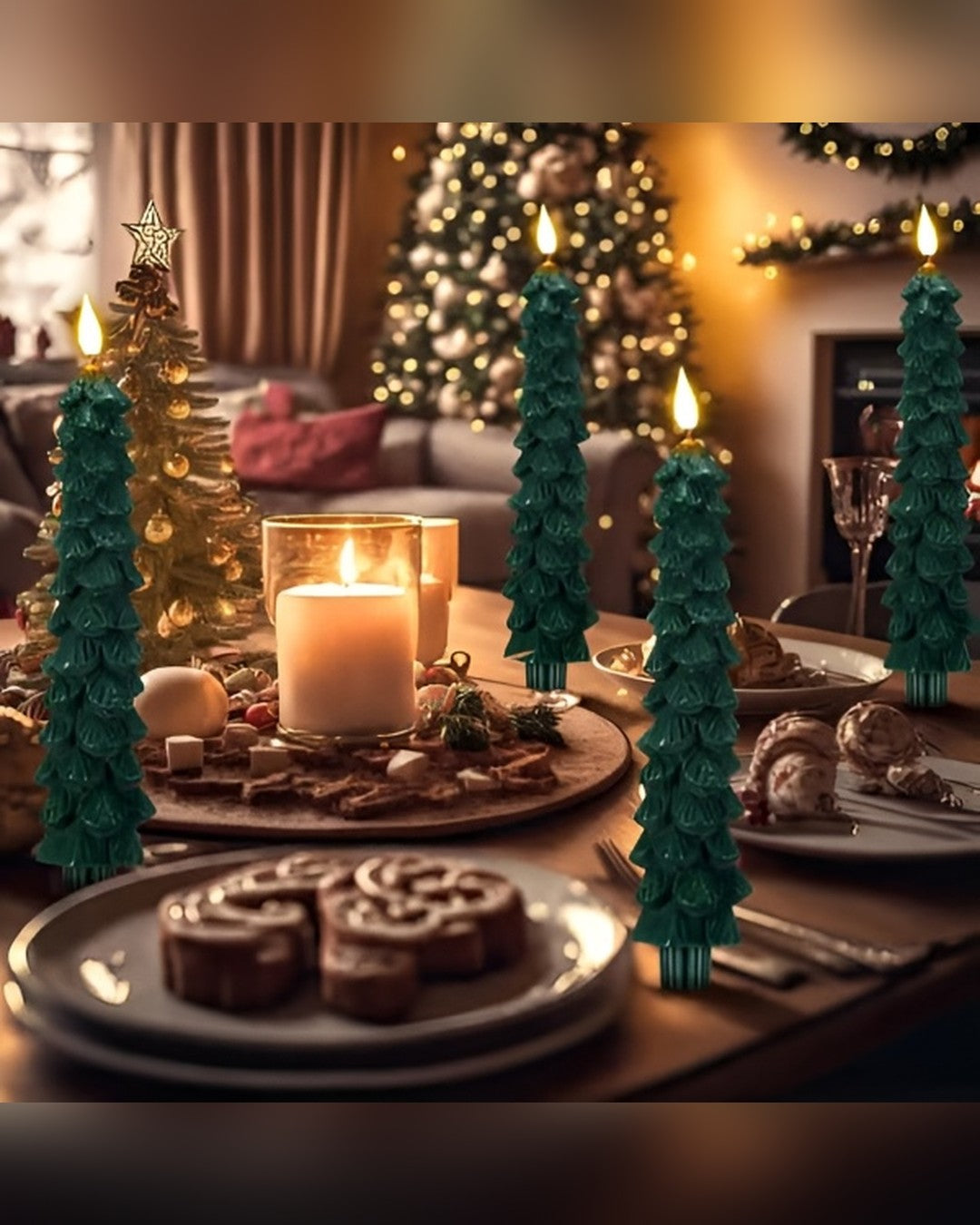 Christmas Tree LED Candles – Set of 3 with Remote