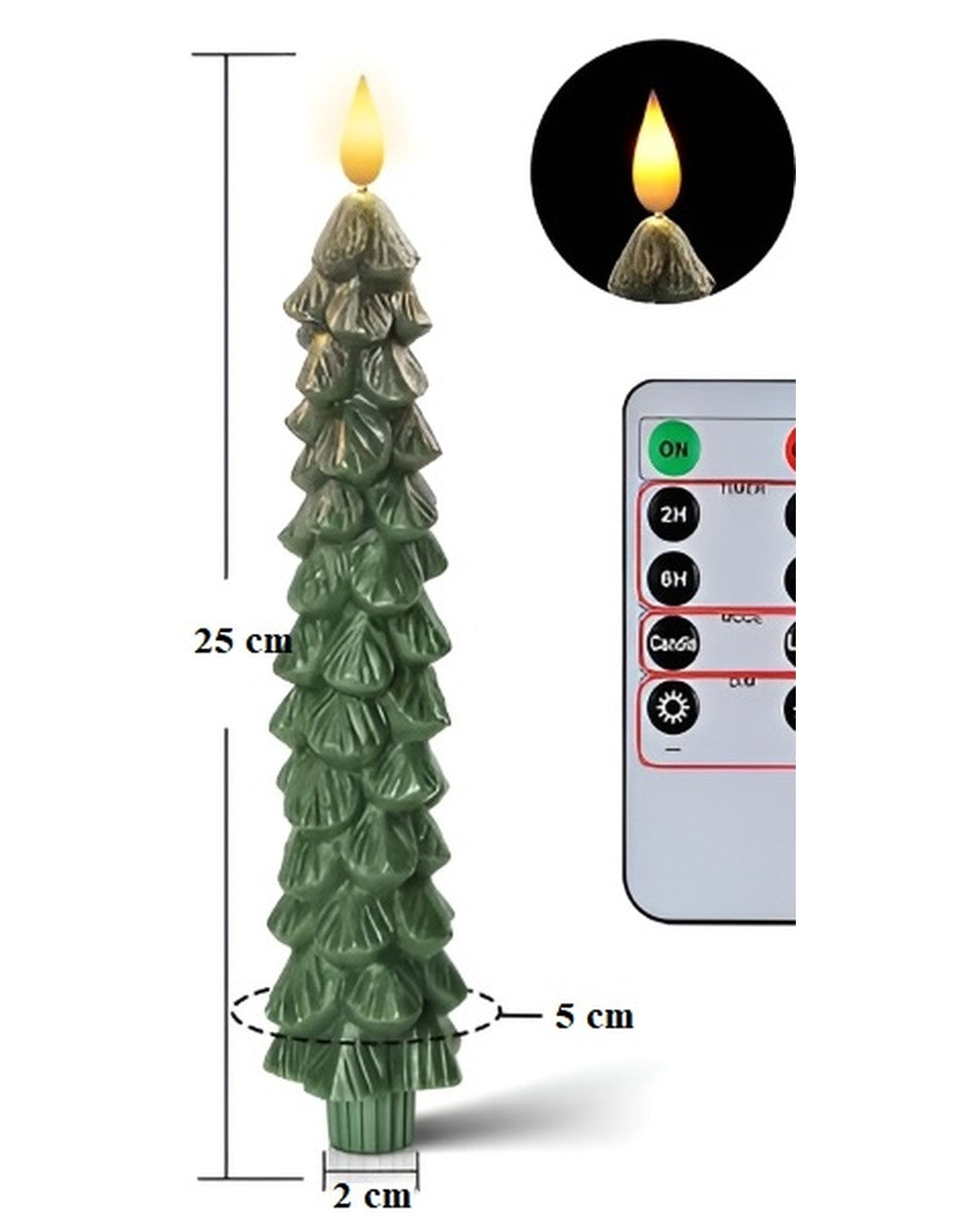 Christmas Tree LED Candles – Set of 3 with Remote