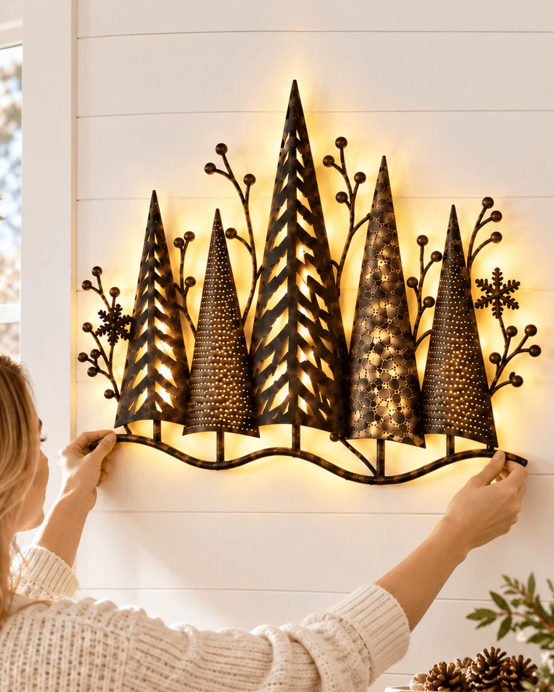 Winter Forest LED Wall Art – Vintage Bronze Finish
