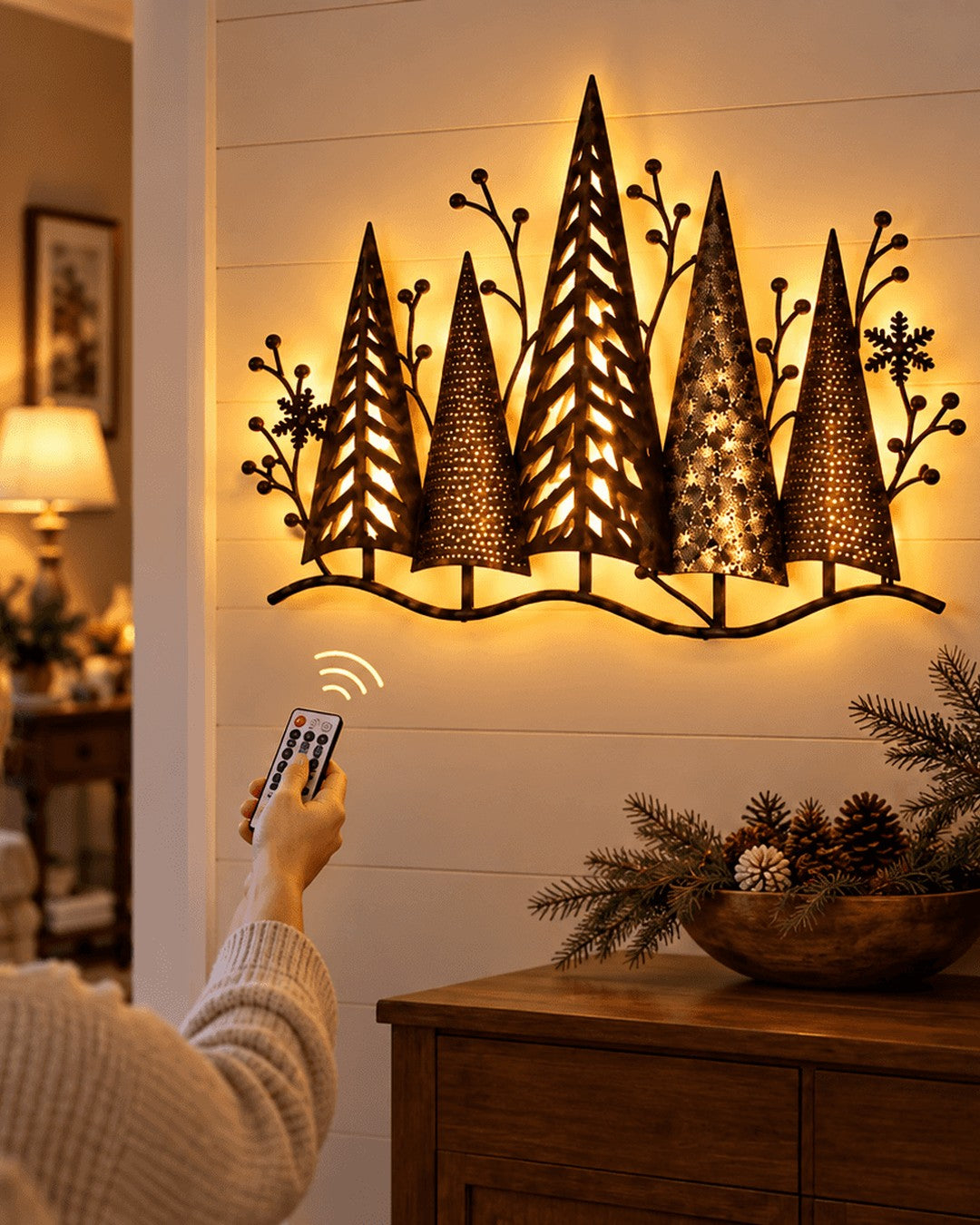 Winter Forest LED Wall Art – Vintage Bronze Finish