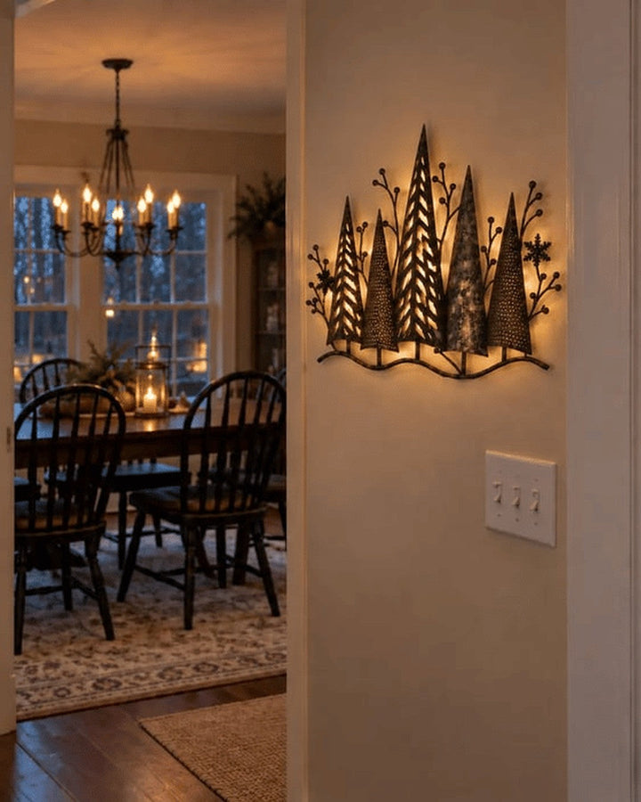 Winter Forest LED Wall Art – Vintage Bronze Finish