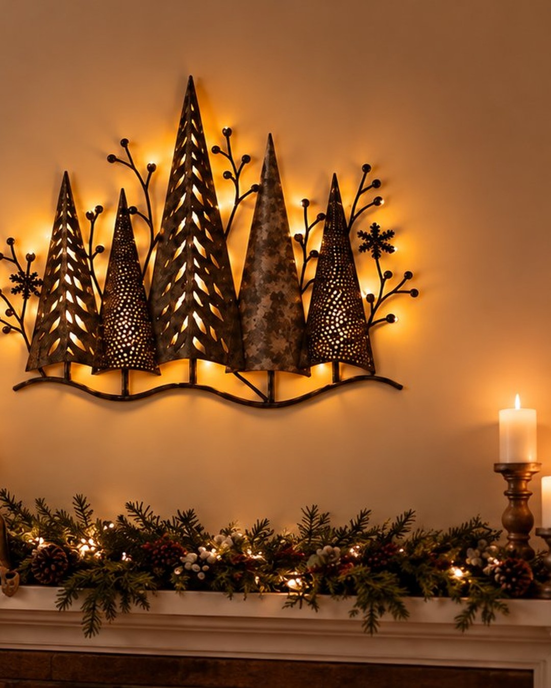 Winter Forest LED Wall Art – Vintage Bronze Finish