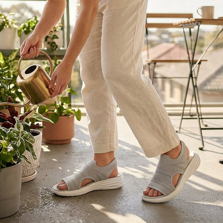 Ornella | Sandali con Plateau in Materiale Traspirante